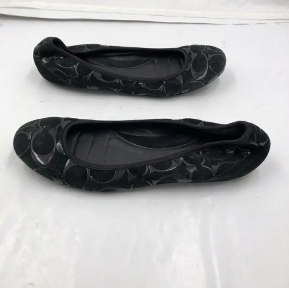 Coach Designer Monogram Black Signature Aria Flats - Size 7 Women's - Picture 2 of 6